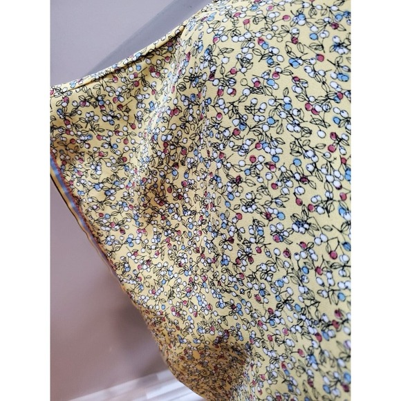 Max Studio Women's Yellow Floral 100% Polyester V-Neck Short Sleeve Top Blouse L - Picture 5 of 13